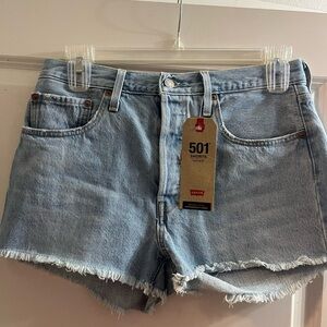 Levi's 501 Raw Hem Distressed Denim Shorts